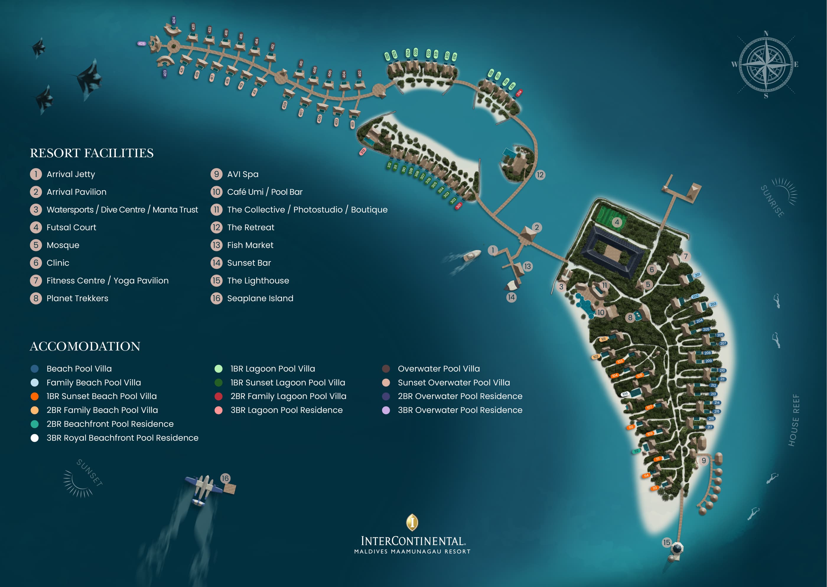 Intercontinental Maldives Maamunagau Island Resort Map